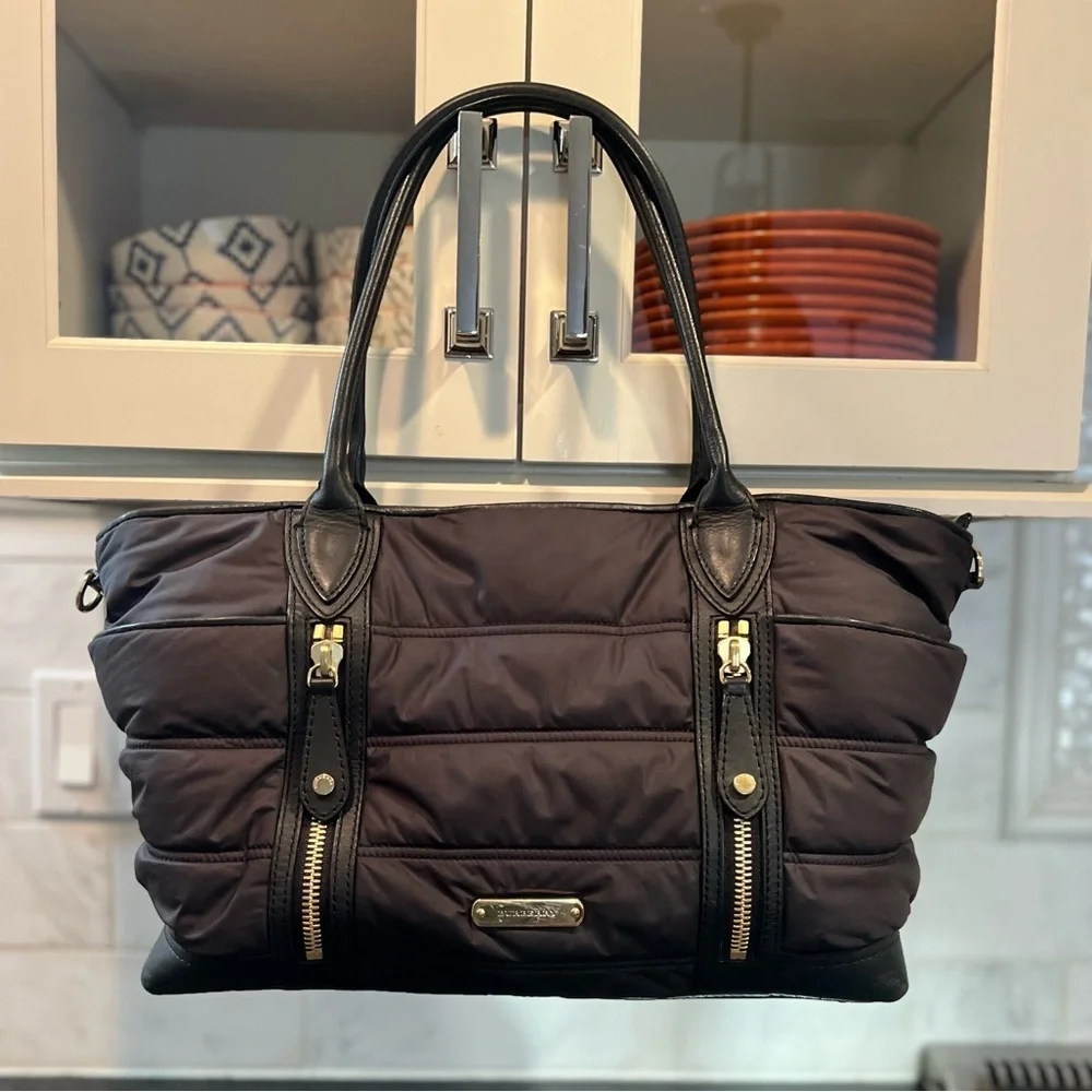 Burberry Black Quilted Nylon Baby Bag Tote - Picture 6 of 16
